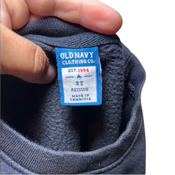Old Navy Vintage Crewneck Sweatshirt Navy Blue and Yellow Size 3T - Picture 5 of 5